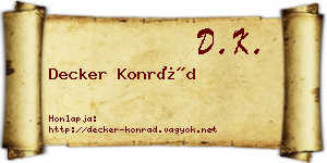 Decker Konrád névjegykártya